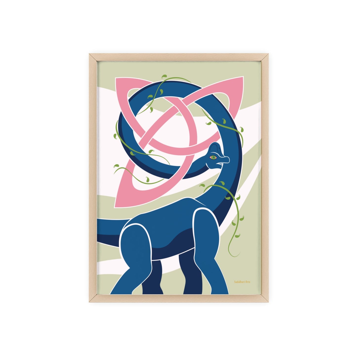 Brachiosaurus Print with Wooden Frame - Poster - Sadalbari Arts