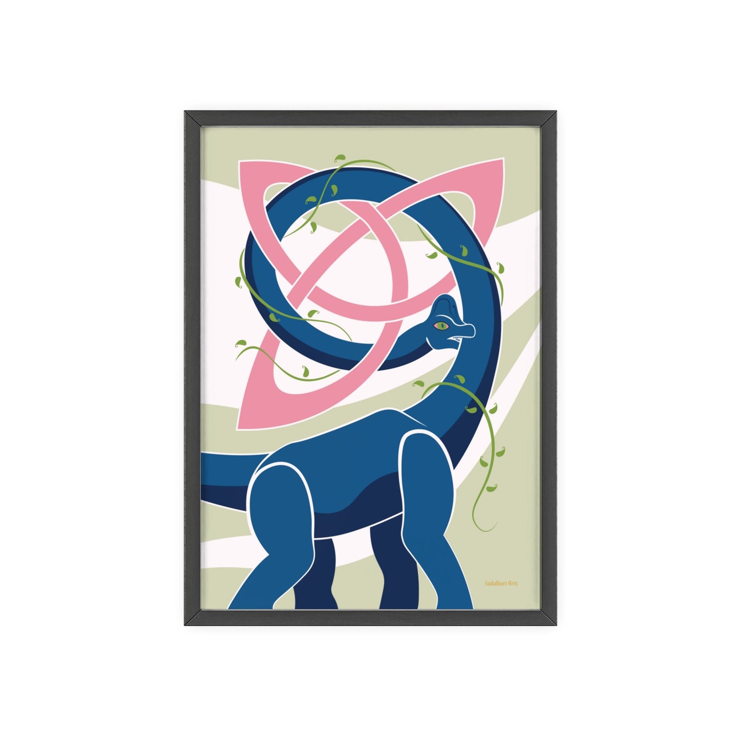 Brachiosaurus Print with Wooden Frame - Poster - Sadalbari Arts