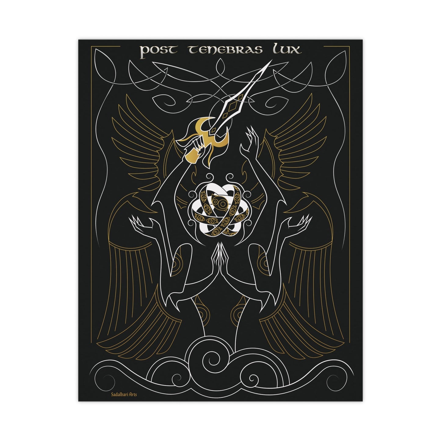 Post Tenebras Lux, Biblical Angel Poster - Poster - Sadalbari Arts