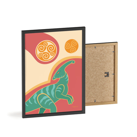 Parasaurolophus Print with Wooden Frame - Poster - Sadalbari Arts