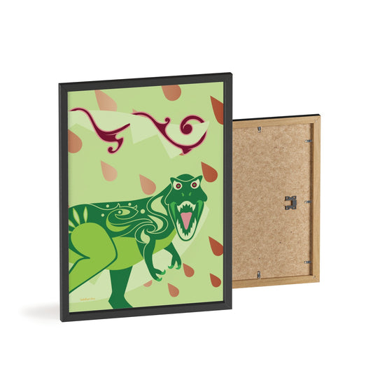 Tyrannosaurus Rex Print with Wooden Frame - Poster - Sadalbari Arts
